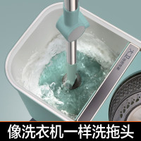 大卫[黄晓明同款]双驱动旋转拖把桶免手洗拖布干湿两用好神拖D11 1杆2头