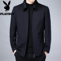 花花公子品牌100纯羊毛呢子大衣男厚翻领商务休闲大码中年男士外套衣服冬_740 170码 上青