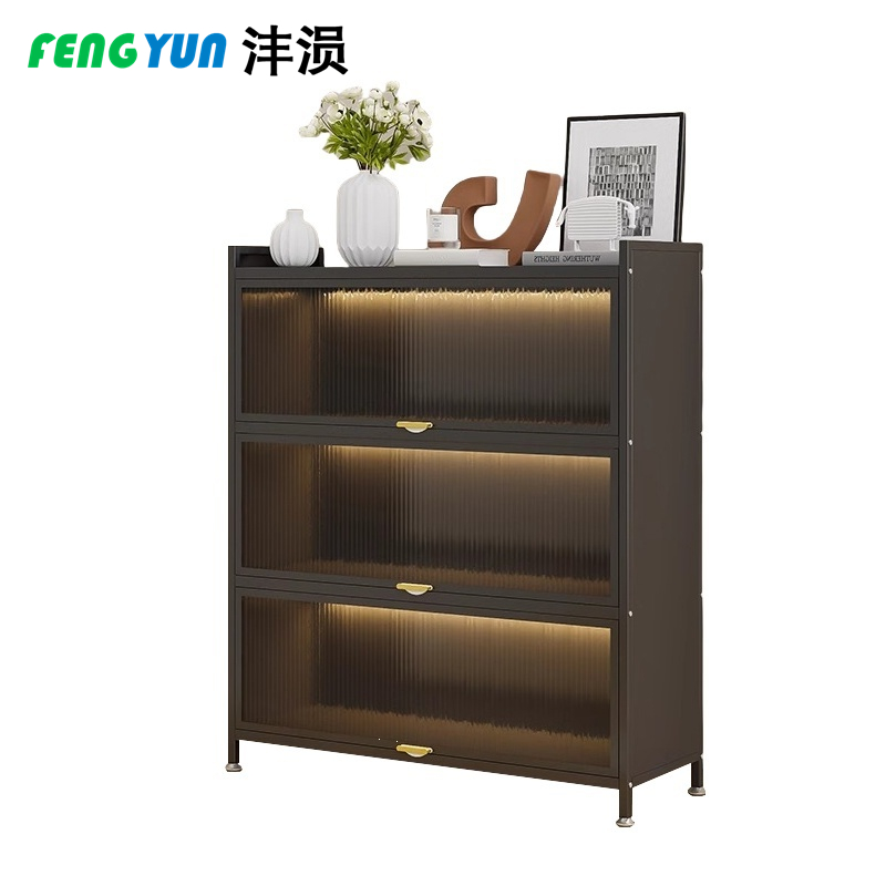 沣涢 钢制鞋柜 多层鞋柜 3门4层70cm 个高清大图