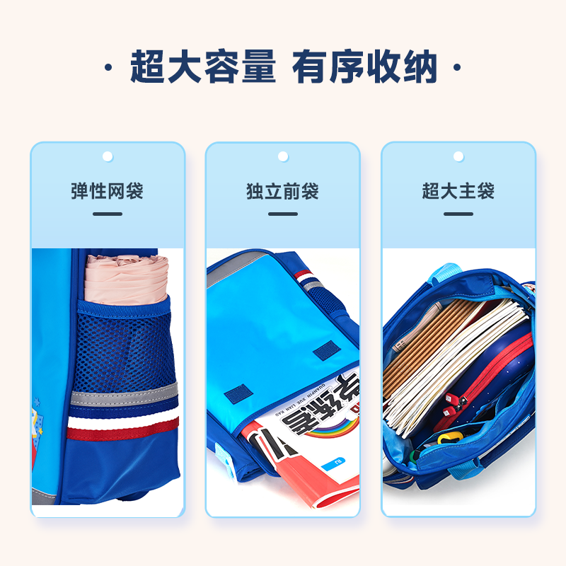 蓝紫拼接手拎包 [正版]全品中小学生手拎包双层手提袋大容量帆布防水补习资料袋斜跨手拎单肩书包