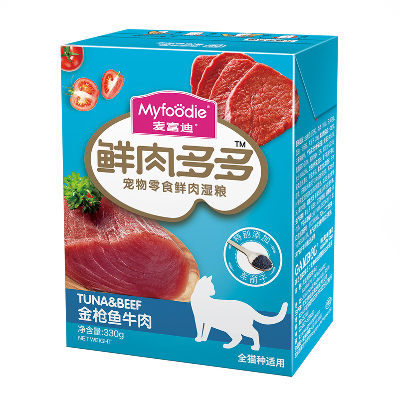 麦富迪宠物零食鲜肉湿粮鲜肉多多金枪鱼+牛肉330g*6成猫幼猫通用