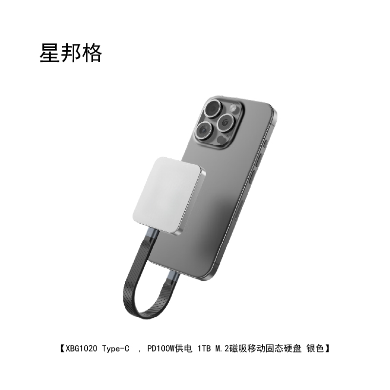 星邦格XBG1020Type-C , PD100W供电 2TB M.2磁吸移动固态硬盘(计价单位:个)银色高清大图