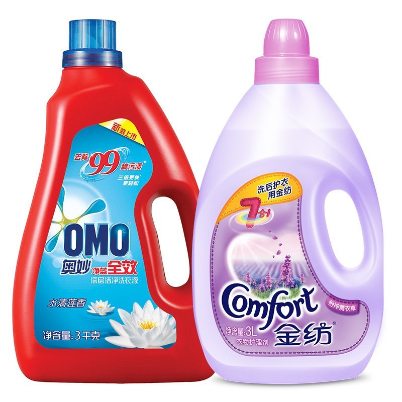 奥妙金纺洗护超值套装6斤洗衣液3l衣物护理剂