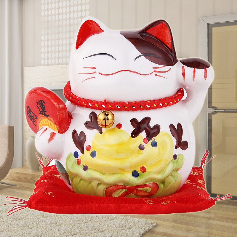 陶瓷发财猫猫摆件储蓄罐家居存钱罐办公室小号开业乔迁礼品 三维工匠 千万两猫高清大图
