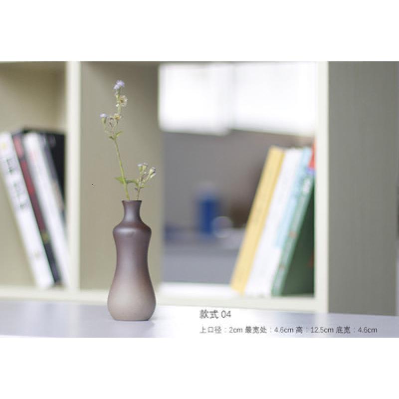 日式陶瓷迷你小花瓶插干花插花器水培复古风桌面禅意茶道装饰摆件 三维工匠 款式04高清大图