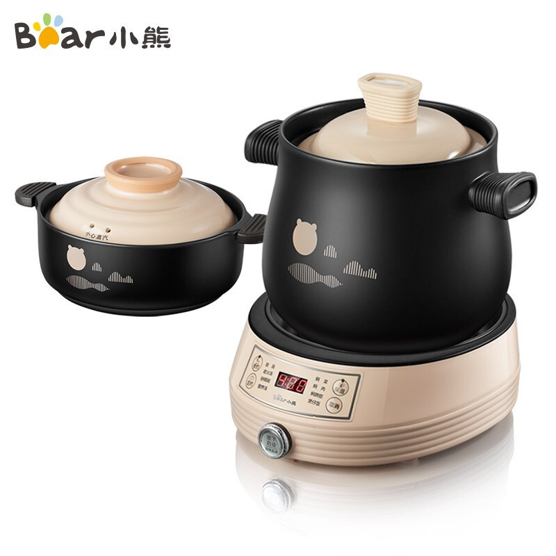 小熊(Bear)电炖锅 陶瓷电砂锅全自动家用熬粥煮粥煲汤锅焖菜柴火煲仔饭锅(4L汤锅+2L焖菜锅) DSG-B40J3