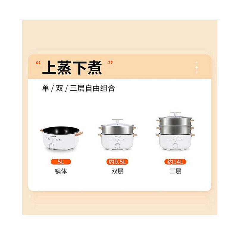 九阳(Joyoung)电火锅 多用途不锈钢大功率14L大容量锅 DZ50F-GZ173高清大图