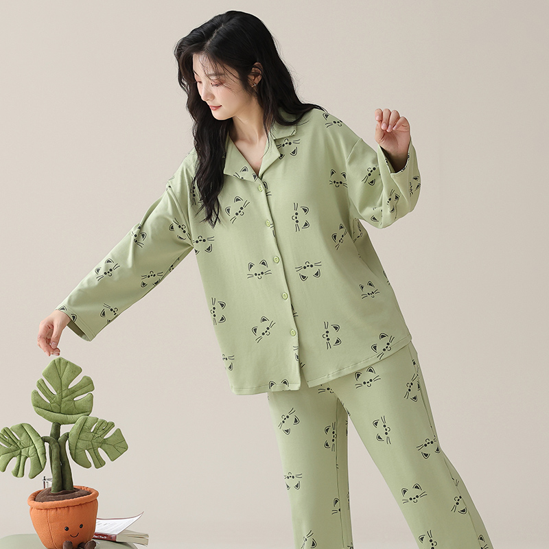 浪莎睡衣女100%纯棉春秋款2024新款全棉家居服套装长袖秋季高级秋高清大图