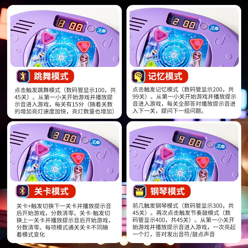 迪士尼爱莎公主跳舞毯游戏机音乐蓝牙女孩室内运动圣诞节礼物3750高清大图