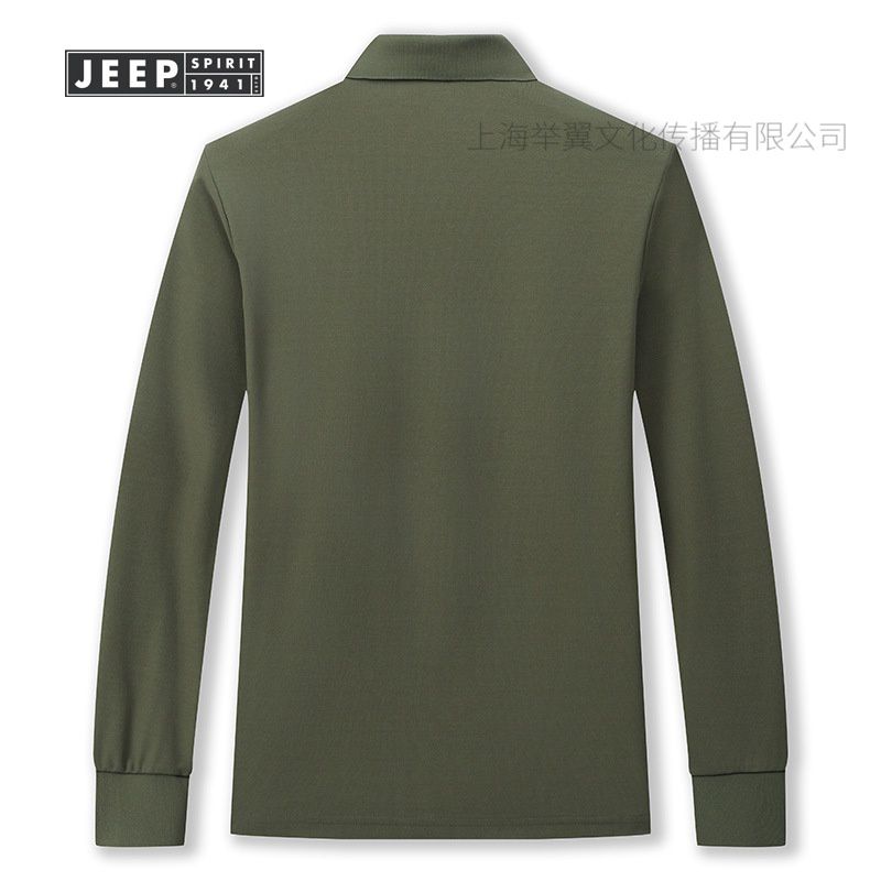 JEEP SPIRIT2024春秋男士长袖翻领纯色T恤宽松休闲加厚保暖Polo衫高清大图