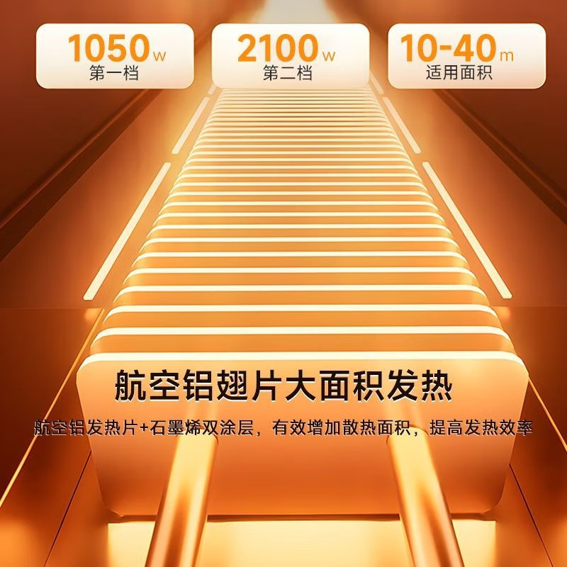 松下(panasonic) 取暖器大面积家用节能石墨烯电暖器居浴两用欧式快热炉速热烤火炉 DS-A2156CW高清大图