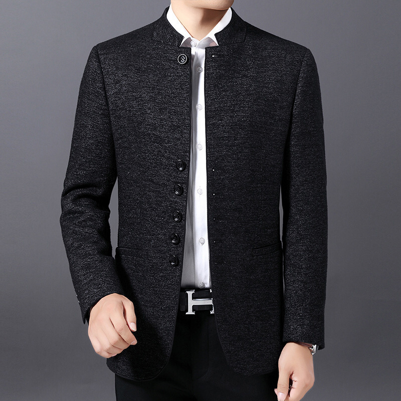 梵克公牛2019年秋季装新款立领休闲男士修身多粒扣便服单西时尚商务