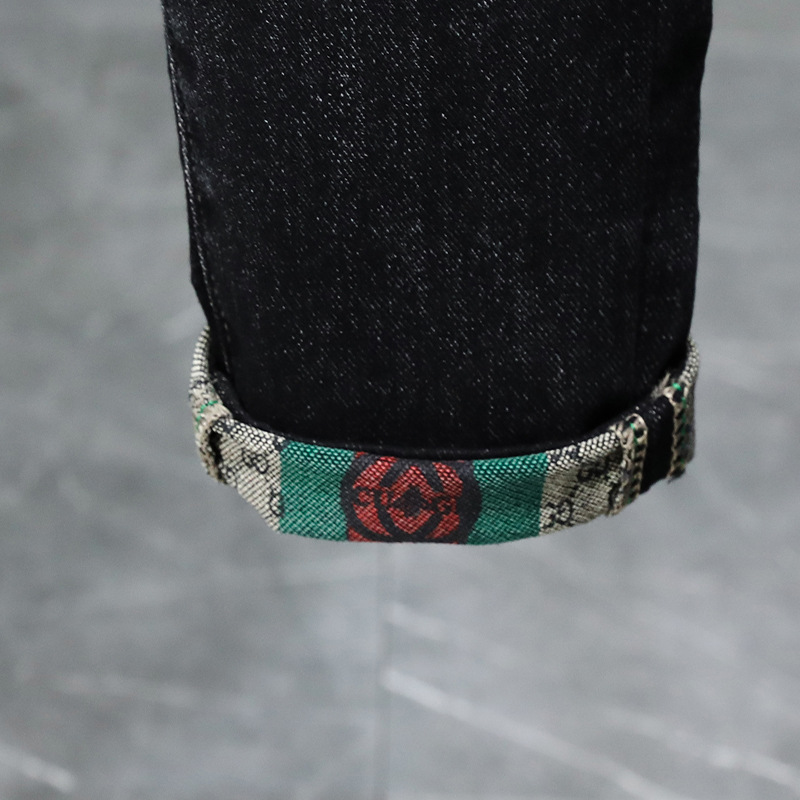 春秋季牛仔裤弹性常规款牛仔裤男生潮牌修身弹力直筒牛仔裤子男装_211526高清大图