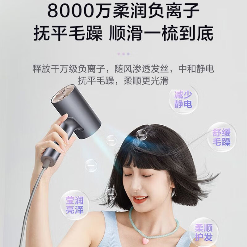 海尔吹风机家用风力恒温速干大功率静音负离子护发学生宿舍升级款 HFVC2-XYY星蕴银高清大图