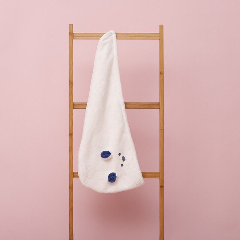 红韩式干发帽女吸水浴帽可爱速干包头巾成人擦头发毛巾新款干发帽白色