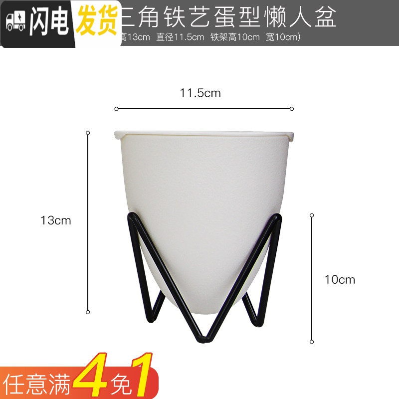 三维工匠懒人绿萝吊兰塑料透明免浇水花盆小绿箩自动吸水大号创意水培花盆 铁架款小号D03蛋型盆 中等