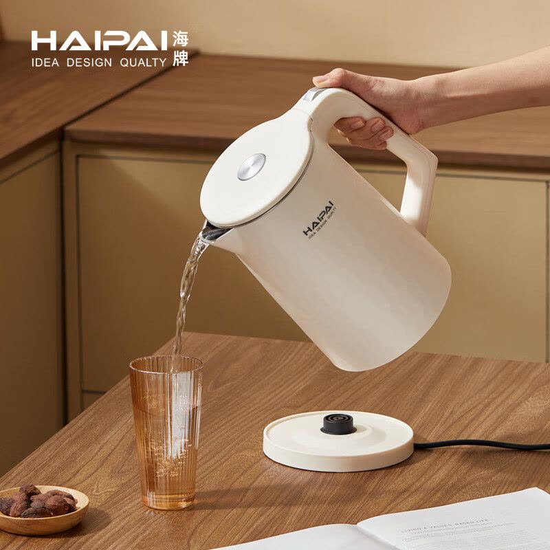 海牌(HAIPAI)电热水壶HP-SH170白色304不锈钢电水壶内外双层壶身1.7L电水壶图片