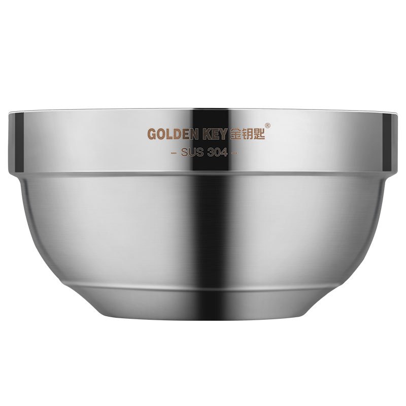 金钥匙(GOLDEN KEY) GK-140K 304不锈钢碗 至尚14cm双层加厚隔热 耐摔耐用 成人饭碗