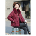 雪中飞狐狸毛领短款保暖羽绒服时尚简约休闲舒适妈妈装 X40147866F 红色 L