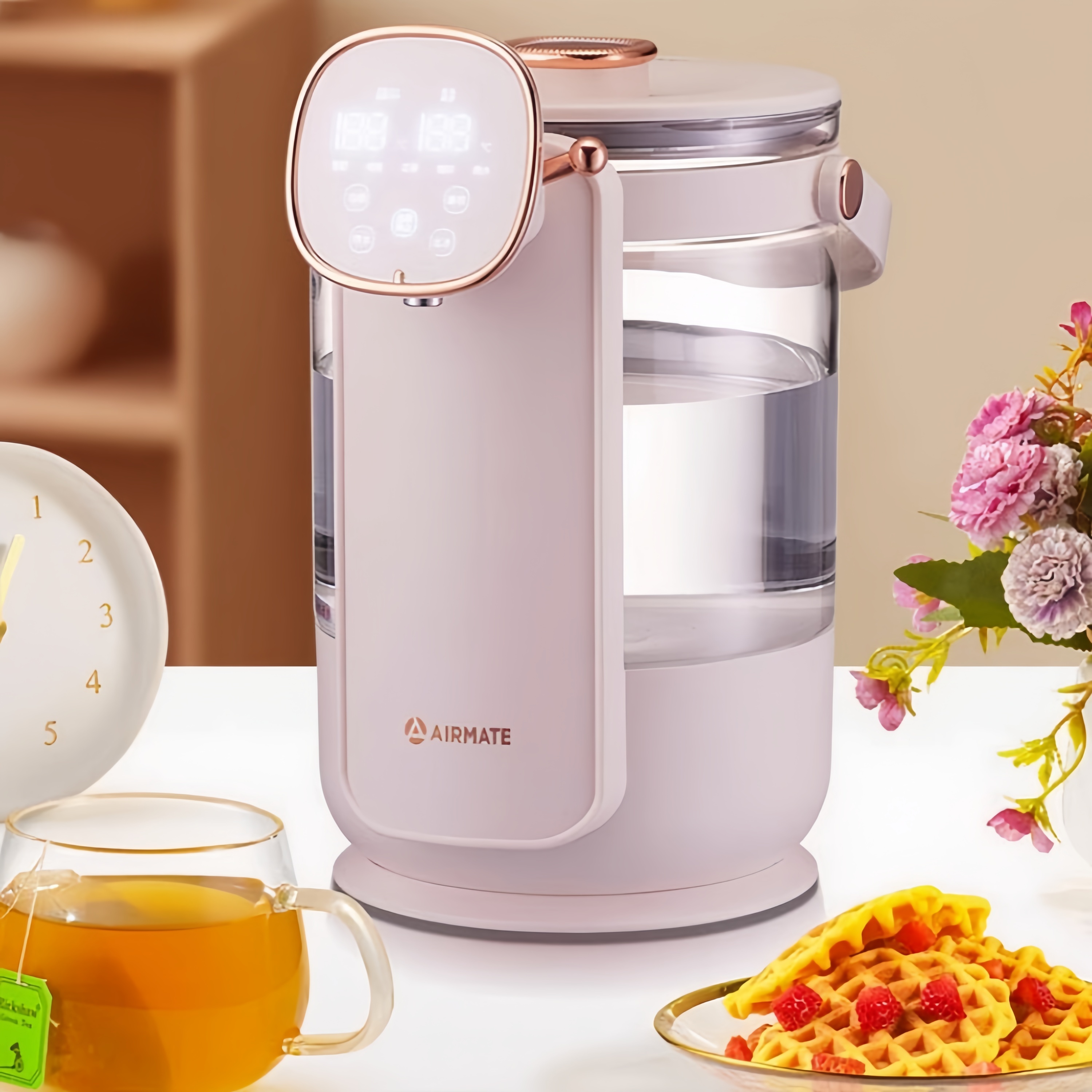 艾美特(AIRMATE) 恒温热水壶电热开水瓶玻璃电水壶 2.5L CS2513粉高清大图