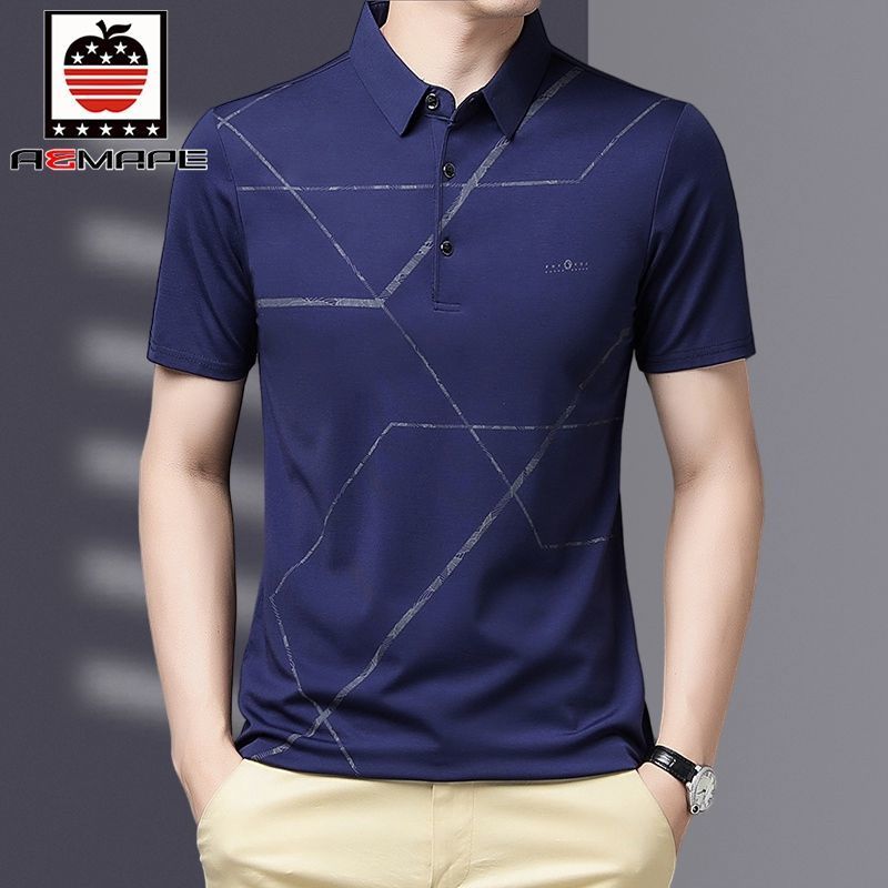 爱曼普正品男士棉POLO衫男中青老夏季休闲打底衫男大码爸爸装上衣