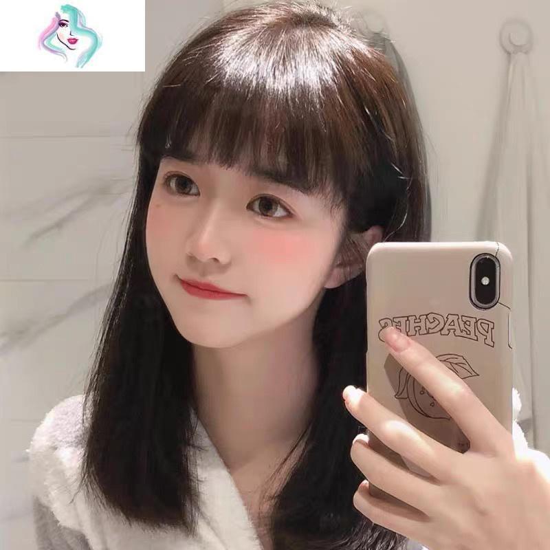 网红款假发女中长发全头套蓬松逼真空气刘海长直发气质学生锁骨发 你