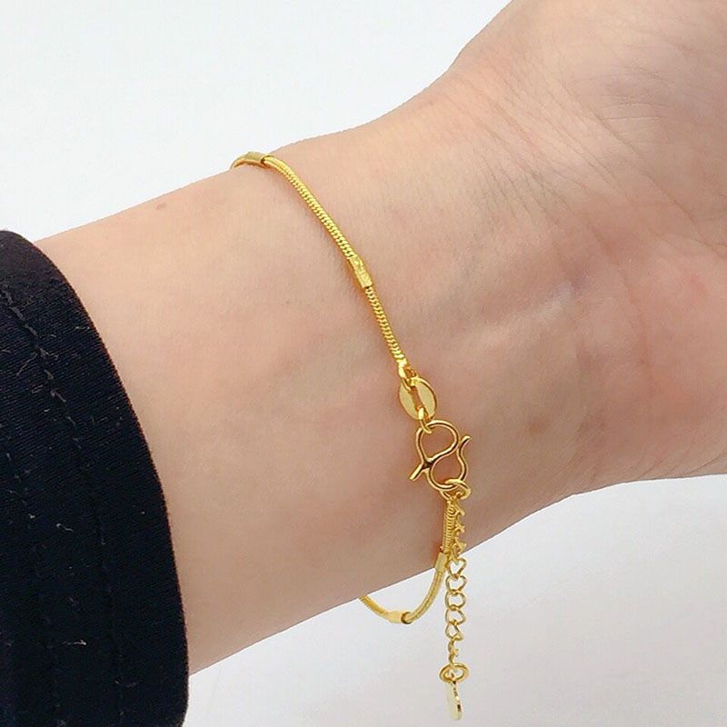 香港免税越南沙金手链女款新款黄色时尚手链儿首饰品久不掉色节节高女