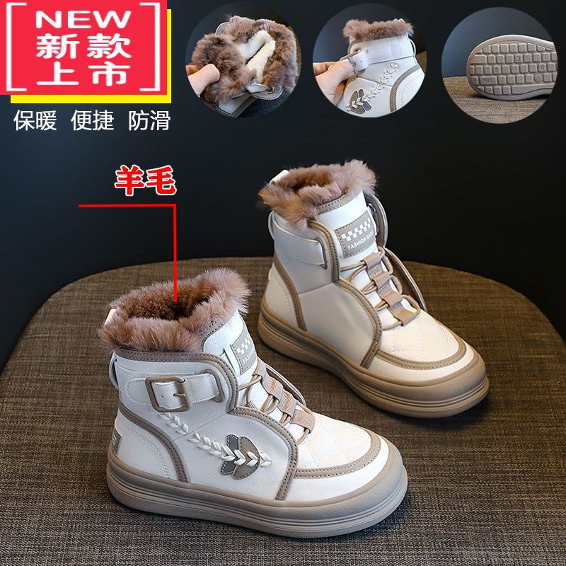 可莉允女童雪地靴2022冬季新款儿童加绒加厚短靴中大童棉靴防水防滑棉鞋图片
