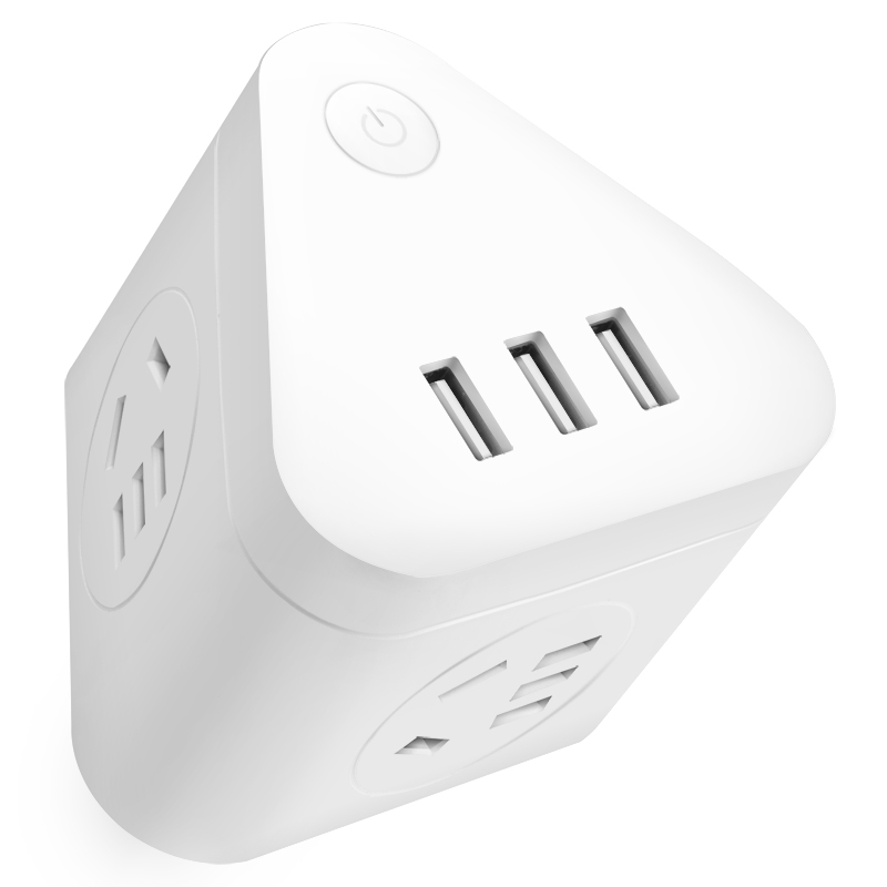 得力 18322 电源转接器3插位+3口USB插座插线板插排接线板拖线板高清大图