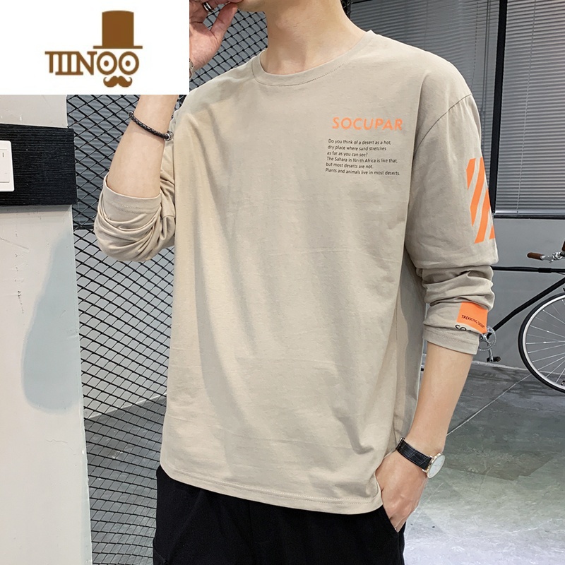 YANXU长袖t恤男士秋装潮牌宽松卫衣休闲打底衫上衣体恤男装N高清大图