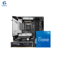 技嘉B560M AORUS PRO AX雪雕主板+i7-11700F CPU+金士顿Fury 3200 8G台式机内存条