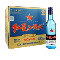 [北京产-新版]红星蓝瓶二锅头绵柔8纯粮 43度清香型固态法优级白酒 500ml*12瓶 整箱