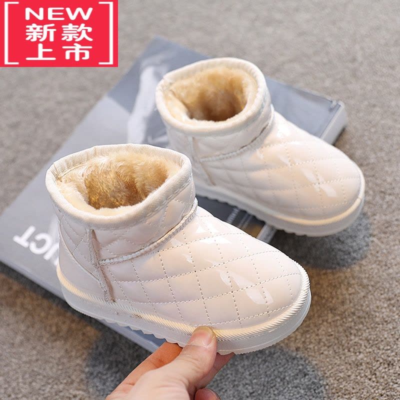 可莉允儿童雪地靴女童棉靴加绒保暖防水皮靴2022年冬季新款男童女童短靴图片