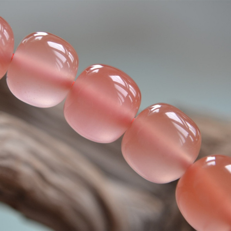 弘玉缘天然凉山南红手串樱桃红水红冰粉老型珠单圈手链佛珠饰品女