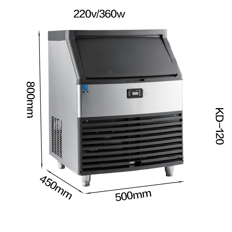 瑞宇商用风冷一体制冰机经典款/500*450*800mm/220v/360w/储冰量15kg/日产量60kg高清大图