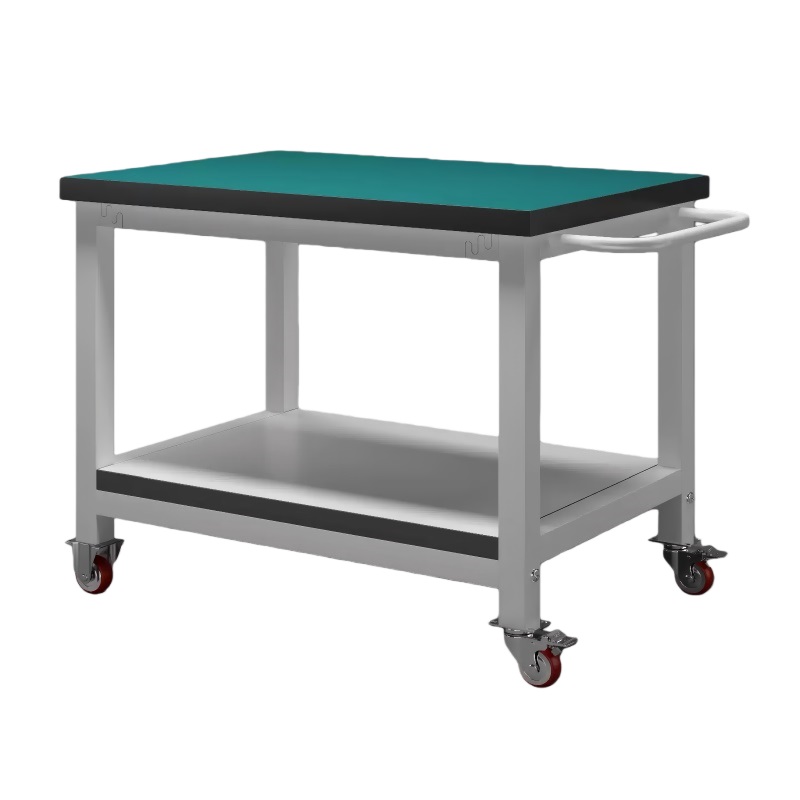 易企采 60*40*80CM双层防静电周转车 移动工作台车间带轮物料手推车 单位:个高清大图