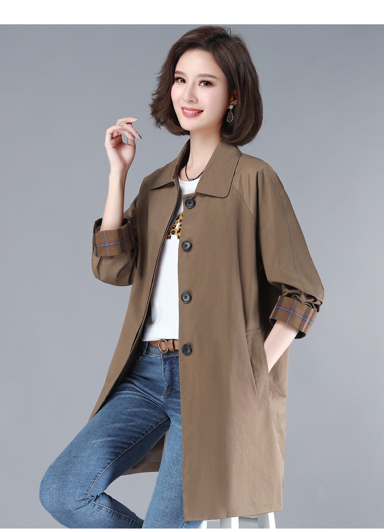 艳如飞加肥加大码女装风衣中长款胖mm春秋宽松显瘦减龄遮肉洋气妈妈