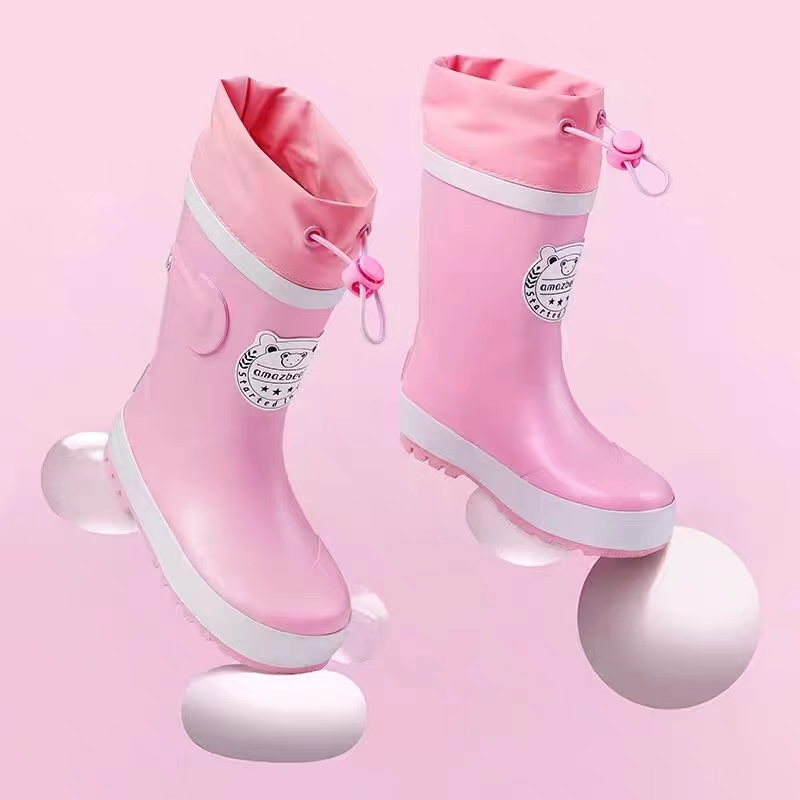 甜甜仔学院风橡胶雨鞋儿童雨鞋男童女童防滑水鞋宝宝雨靴女款学生雨靴男孩胶鞋高清大图