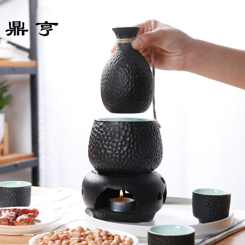 鼎亨日式樱花陶瓷温酒器酒具套装清酒黄酒一口杯半斤酒壶复古白酒