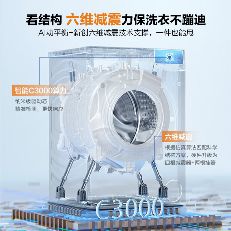 海尔(Haier)EG100BD39S 10公斤滚筒洗衣机全自动变频六维减震1.1超高洗净比变频智能投放巴氏温护除菌