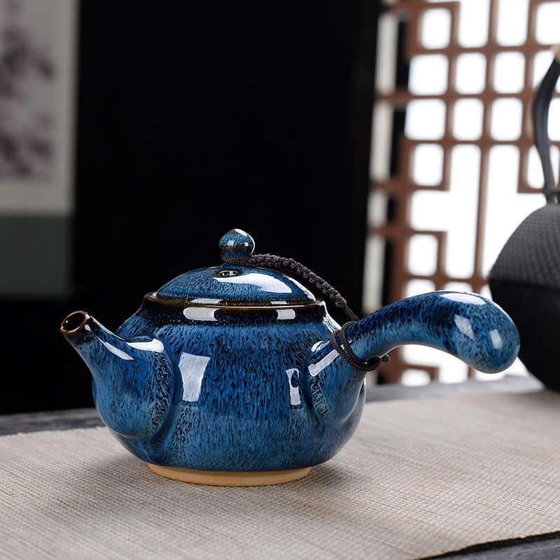 茶具茶壶陶瓷套装单壶高档侧把壶功夫茶具小茶壶泡紫砂茶壶家用 灰色