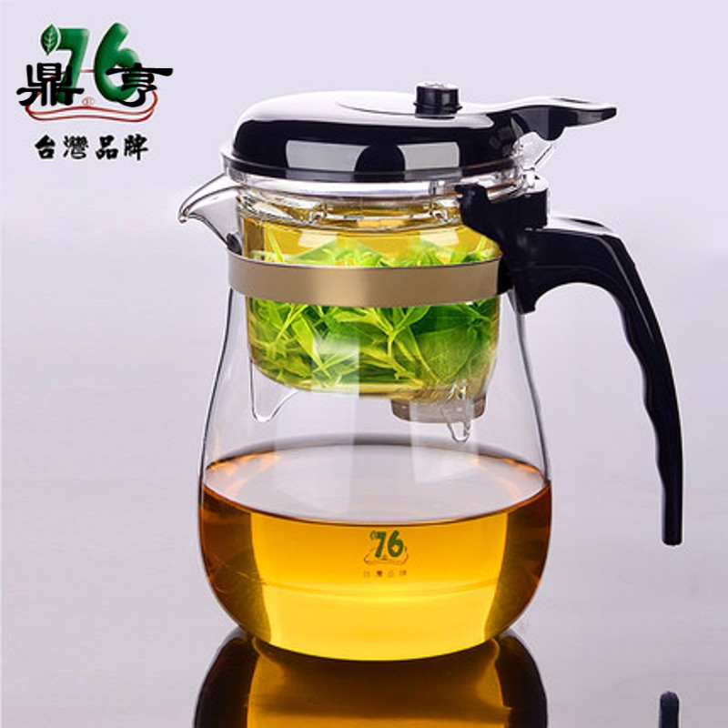 鼎亨台湾按压式办公泡茶飘逸杯家用沏茶过滤茶水分离器玻璃茶壶茶