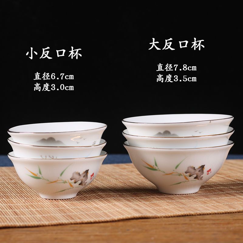苏宁放心购茶杯陶瓷功夫小茶杯套装家用茶碗品茗杯主人杯 6个装青花茶具