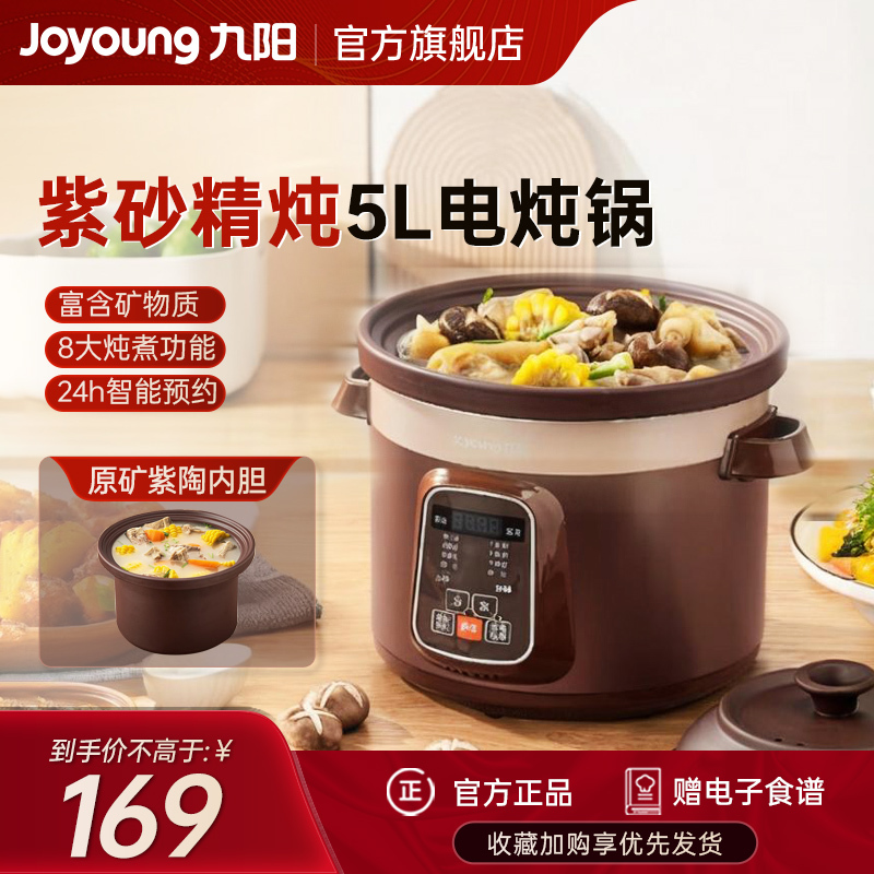 九阳(Joyoung) 电炖锅 家用电炖盅5L大容量全自动智能预约煮粥盅炖煲汤锅紫砂慢炖砂锅 DG50Z-GD510
