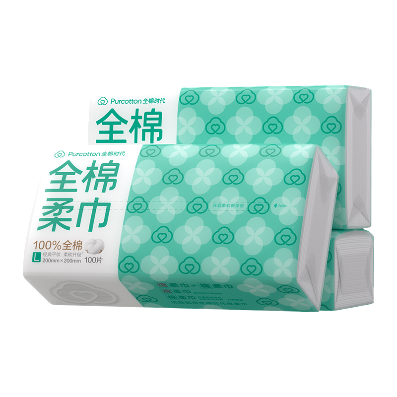 全棉时代(Purcotton) 经典L码100%纯棉 棉柔巾100片(6包)
