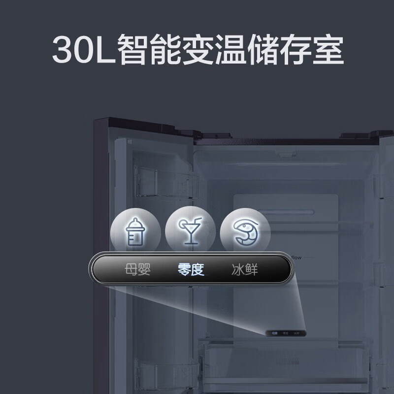 格力(GREE)法式多开门冰箱玻璃面板一级能效超薄-33°深冻零度保鲜变频风冷无霜 BCD-332WPQG/霞光紫