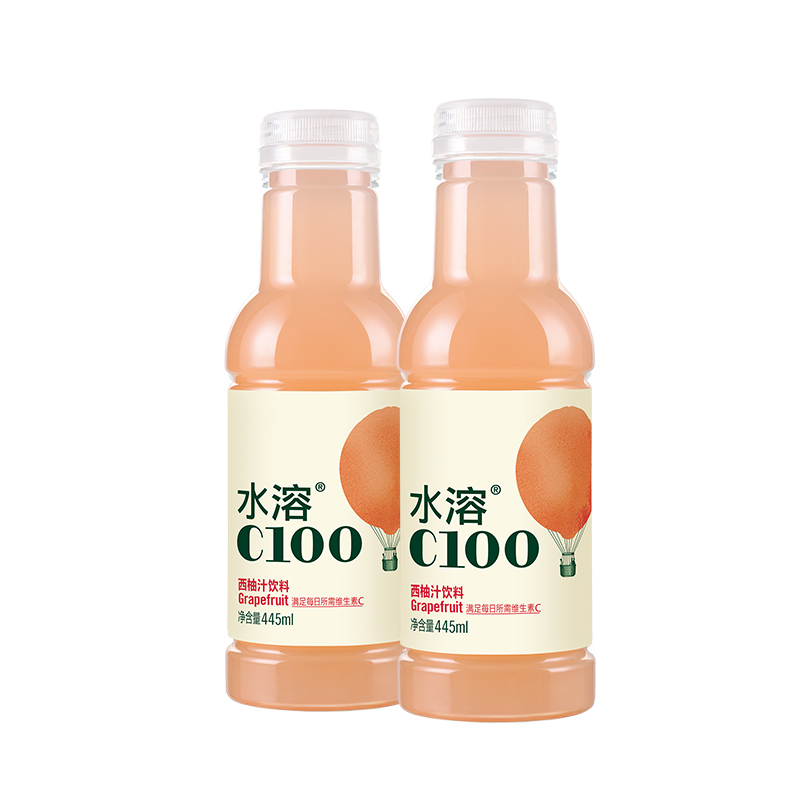 农夫山泉水溶C100西柚汁饮料445ml*24瓶整箱
