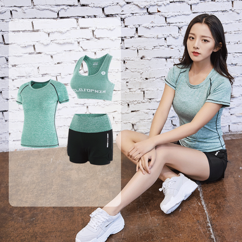 索蒂凯2018新款夏瑜伽服速干衣晨跑专业健身房跑步宽松运动套装女