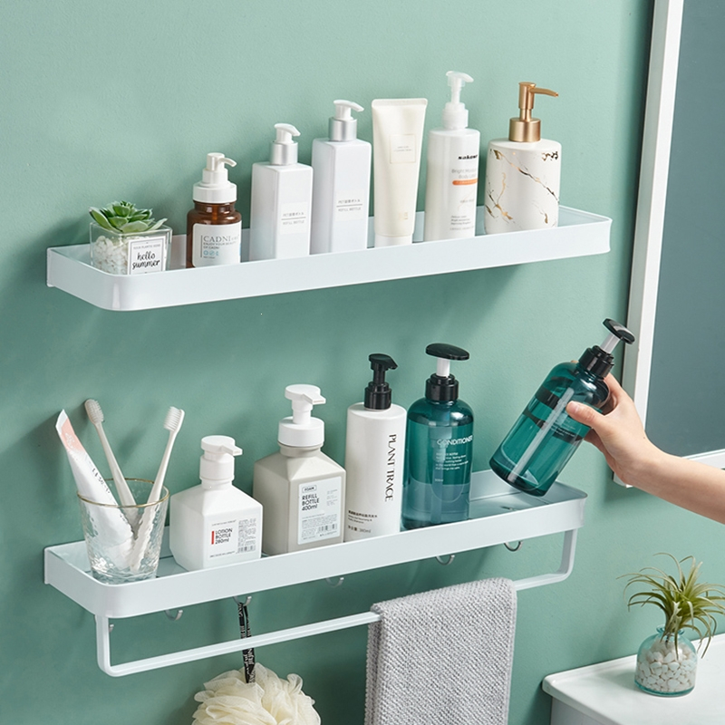 闪电客卫生间置物架免打孔厕所洗手间洗漱台毛巾墙上浴室收纳洗澡间