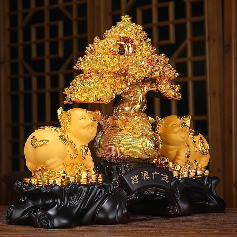 金猪摆件风水发财生肖猪客厅创意家居摆设酒柜装饰品乔迁礼品_954_978_363